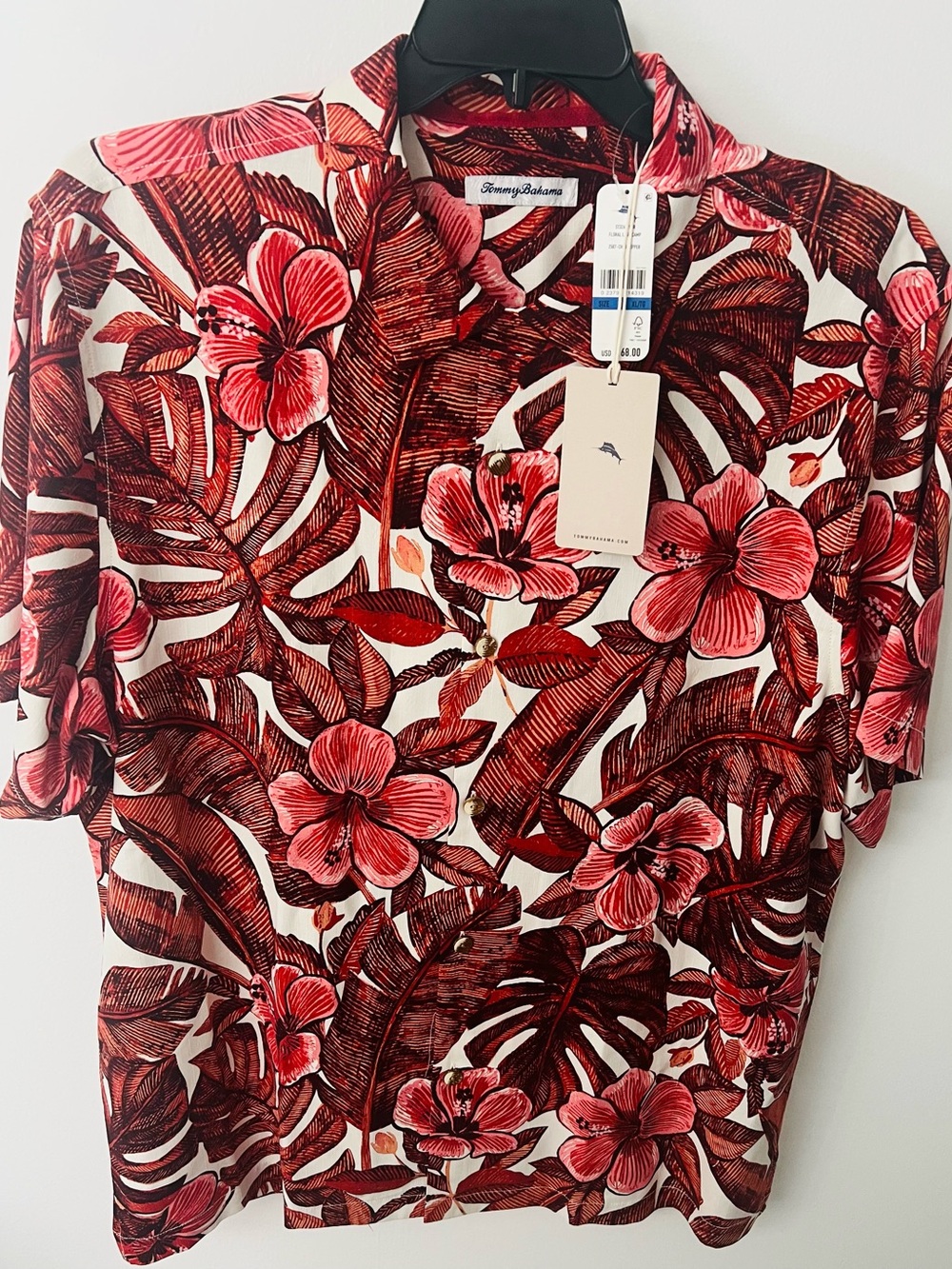 Tommy Bahama Men’s Silk Shirt  Floral Lush Camp Chili Pepper Red SZ XXL NWT $168